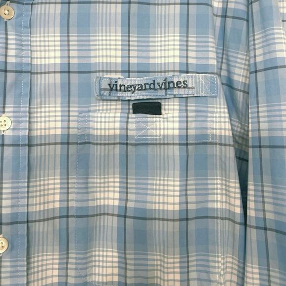 Vineyard Vines Blue Plaid Harbor Button Down Shirt XL Fishing Outdoor - Picture 4 of 13